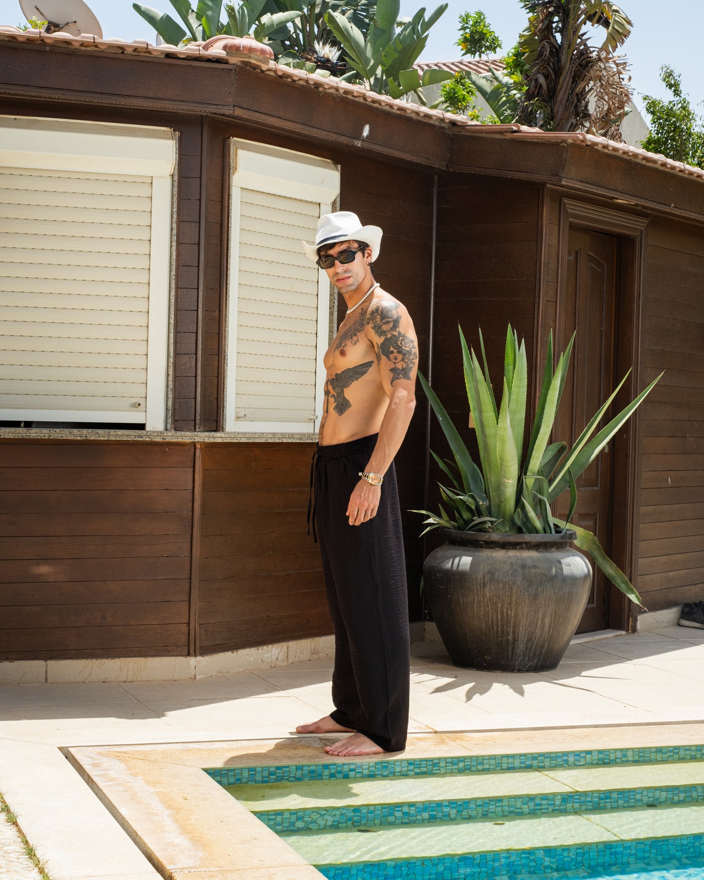 Unisex Black Beaded linen Pants