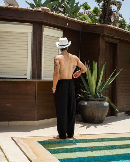 Unisex Black Beaded linen Pants