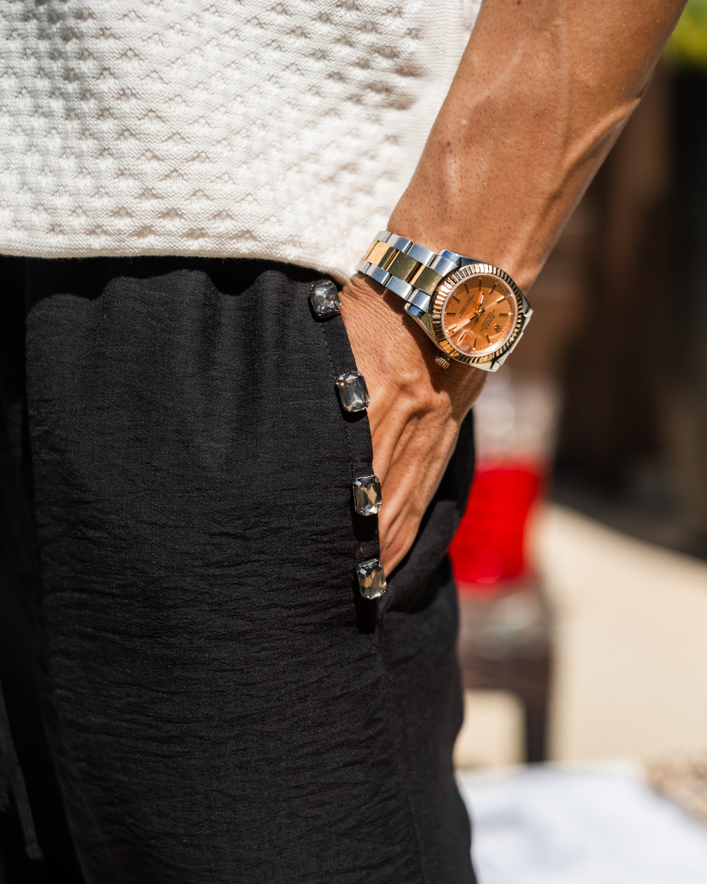 Unisex Black Beaded linen Pants